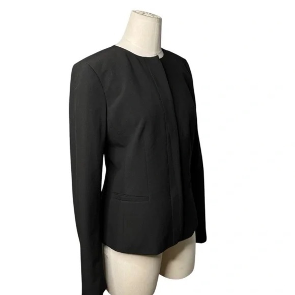 ANN TAYLOR | Jacket Blazer Dressy Hidden Button Front Black Lined - Picture 6 of 7